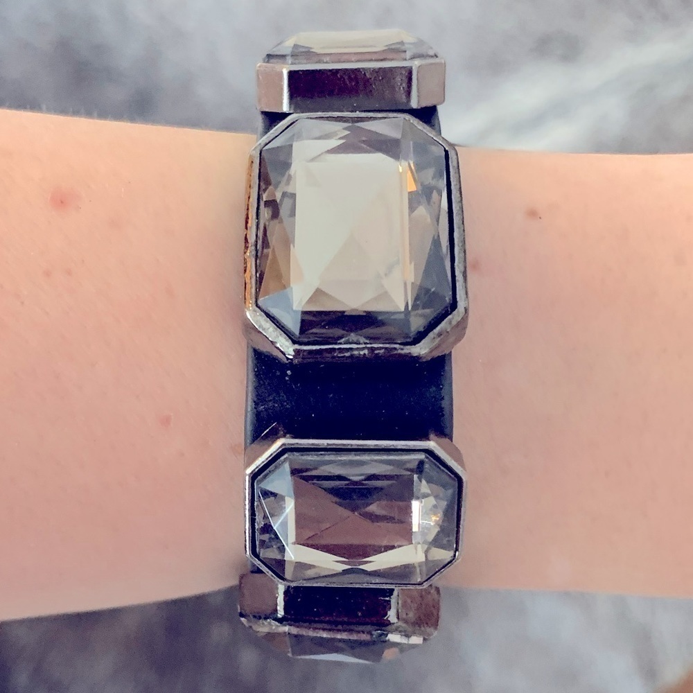 𝅺ANTHROPOLOGIE Vintage real leather and oversized rhinestones
